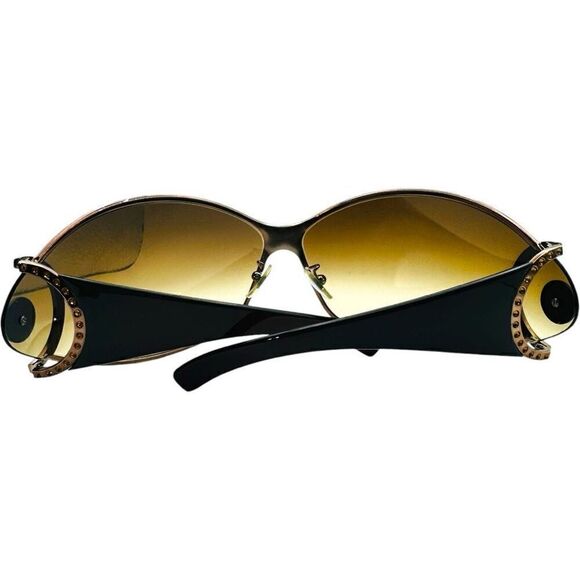 VERSACE Medusa Logo Sunglasses Brown Gold SWAROVSKI Crystal Embellished Shield O main image 10